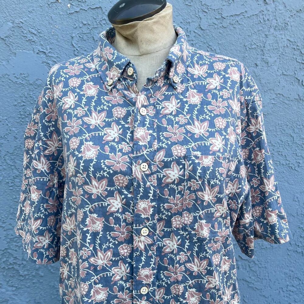 Faherty Mens shirt Hemp Blend Floral button down